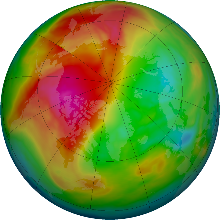 Arctic ozone map for 22 February 2007